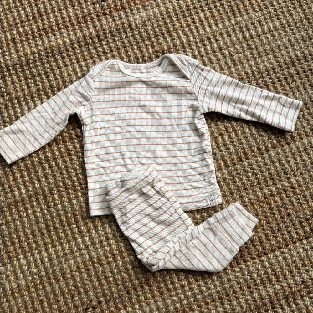 Carter's White and Orange Striped Kids Matching Set